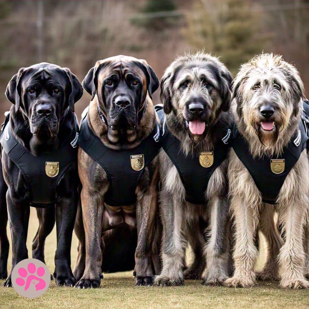 Strengths in mastiffs and Irish wolfhounds: